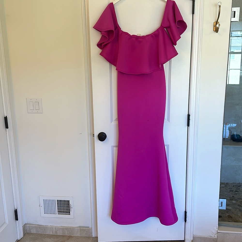 Fuscia Off the Shoulder Maternity Gown